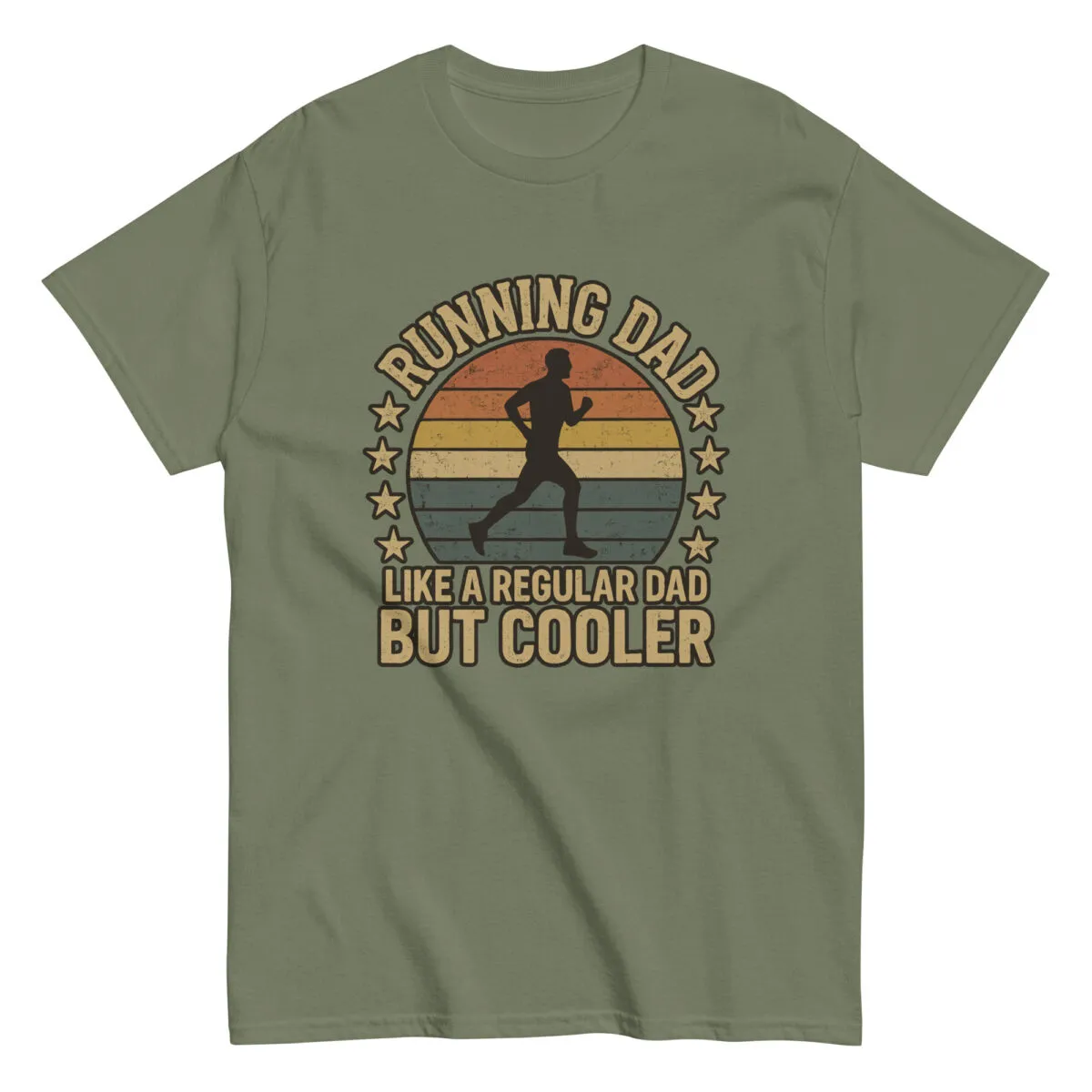 Olive t-shirt with running dad design.