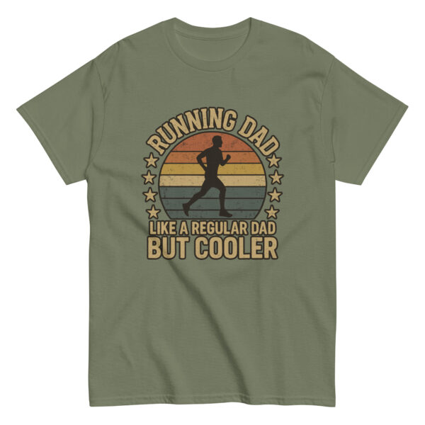 Olive t-shirt with running dad design.
