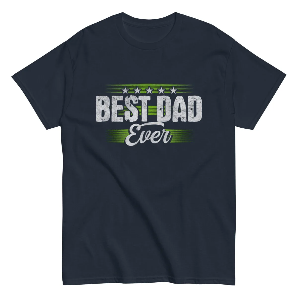Navy t-shirt with 'Best Dad Ever' design.