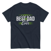 Navy t-shirt with 'Best Dad Ever' design.