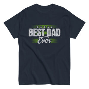 Navy t-shirt with 'Best Dad Ever' design.