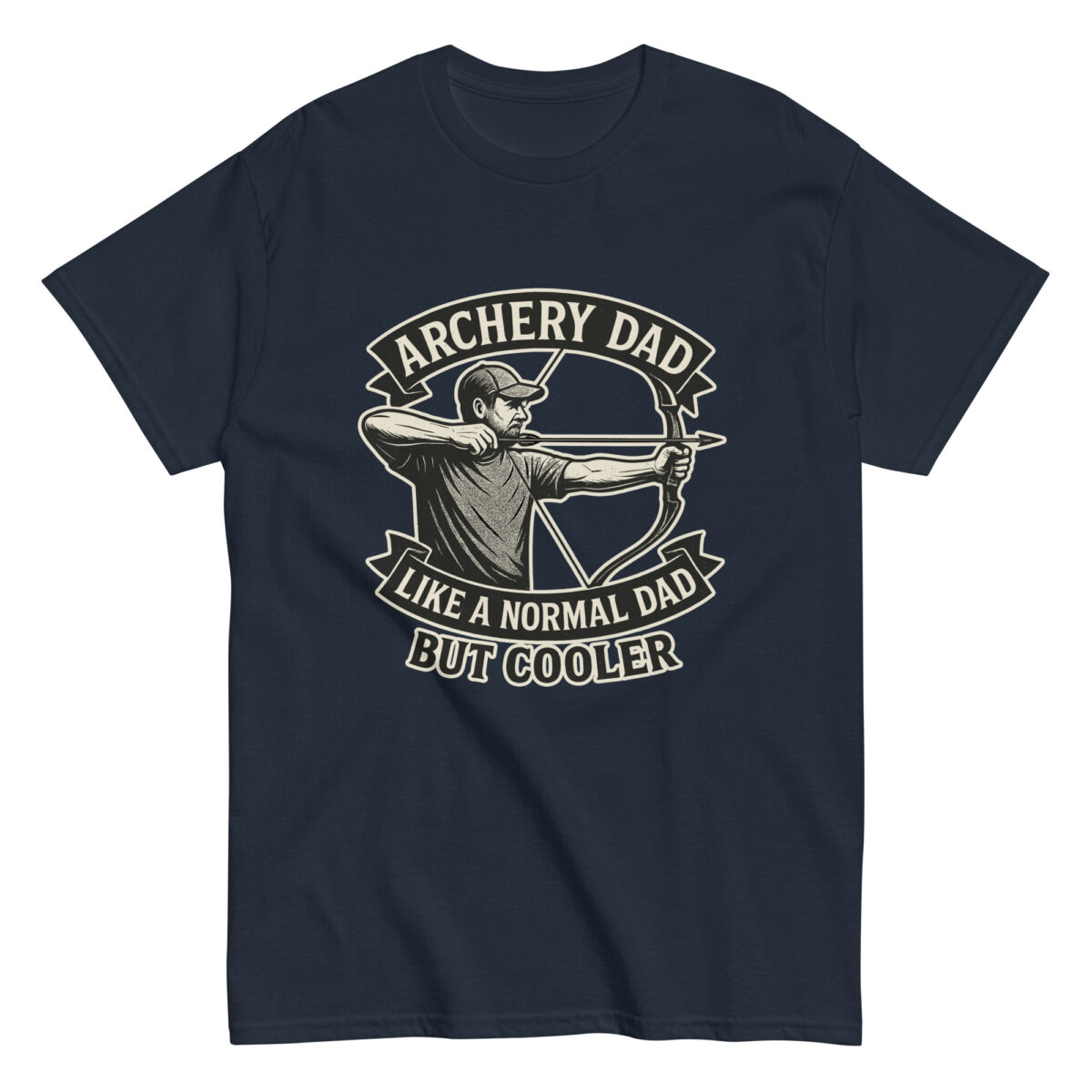 Archery dad graphic t-shirt, humorous design.