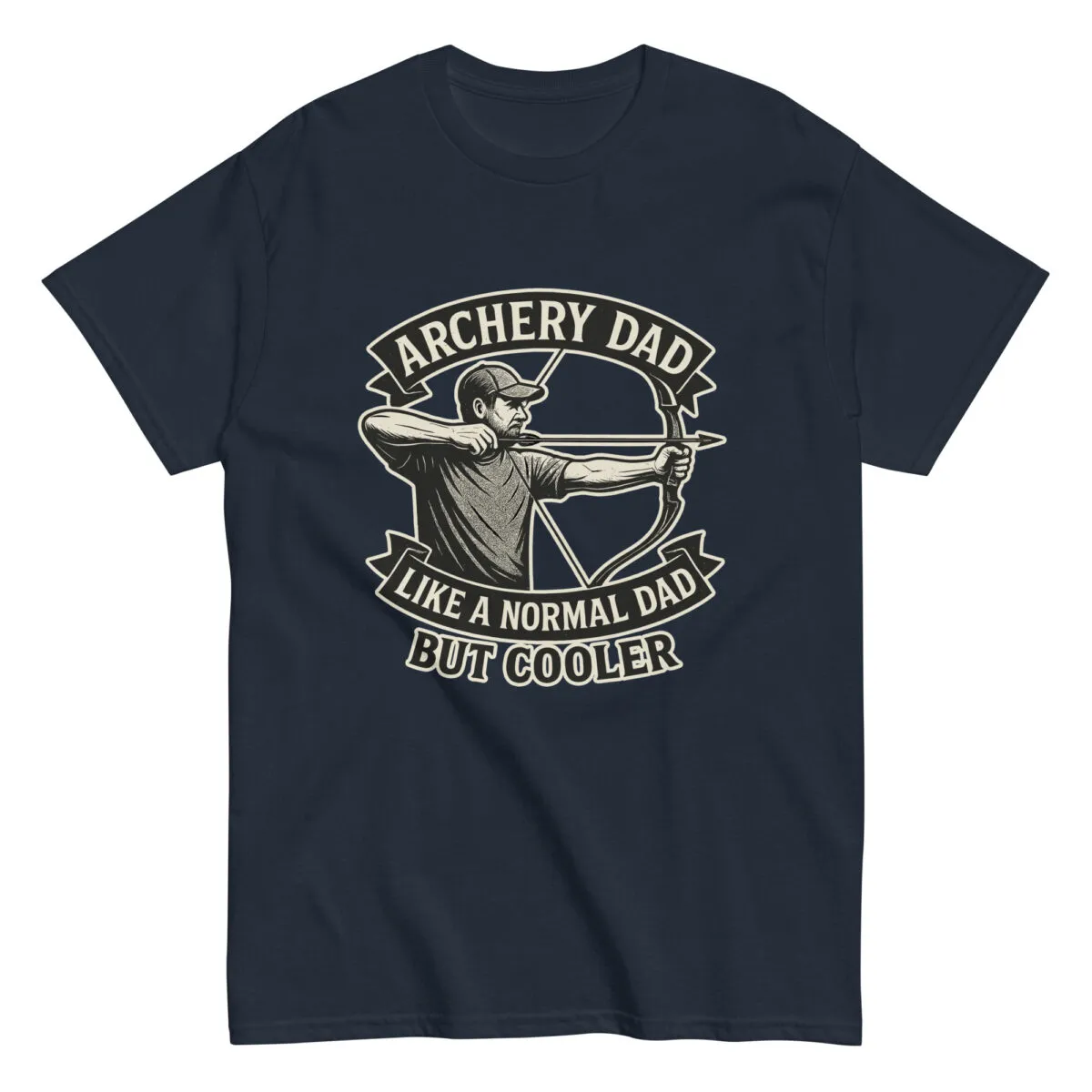 Archery dad graphic t-shirt, humorous design.