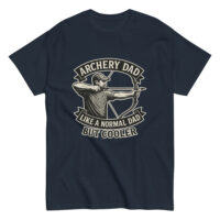 Archery dad graphic t-shirt, humorous design.
