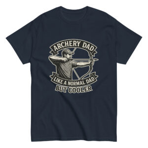 Archery dad graphic t-shirt, humorous design.