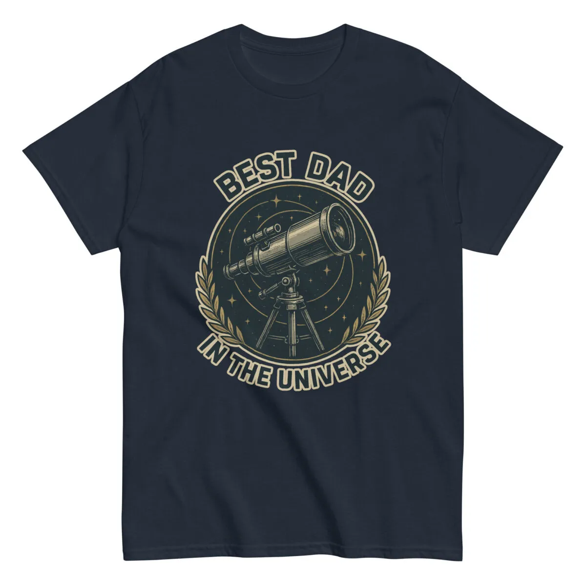 T-shirt with telescope design 'Best Dad in Universe'