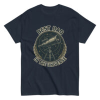 T-shirt with telescope design 'Best Dad in Universe'