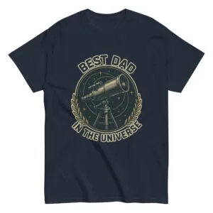 T-shirt with telescope design 'Best Dad in Universe'