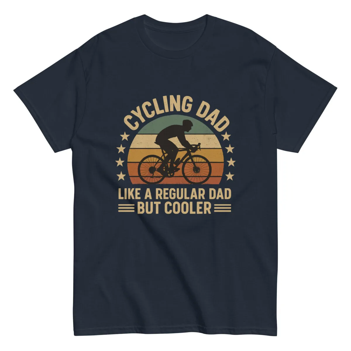 Cycling dad humorous t-shirt with retro design.