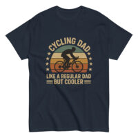 Cycling dad humorous t-shirt with retro design.
