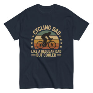 Cycling dad humorous t-shirt with retro design.