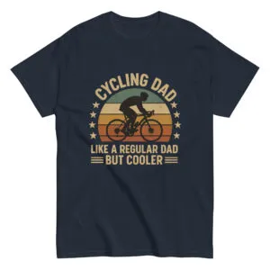 Cycling dad humorous t-shirt with retro design.
