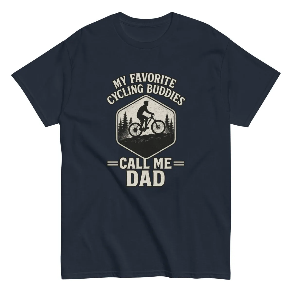 Cycling dad t-shirt with graphic and text design.