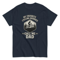 Cycling dad t-shirt with graphic and text design.