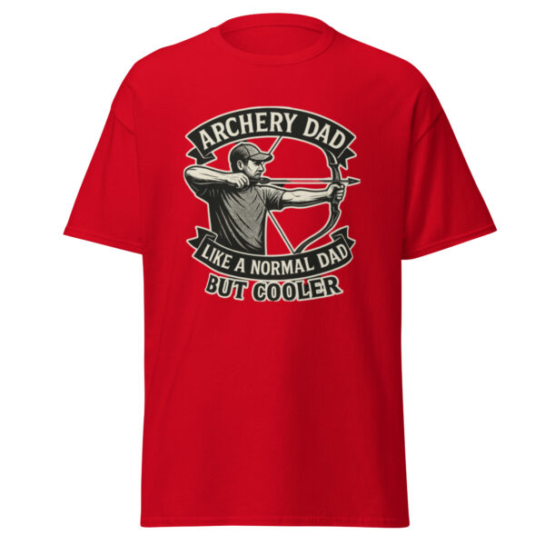 Red t-shirt with archery dad design.