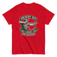Red shirt with archery dad design.