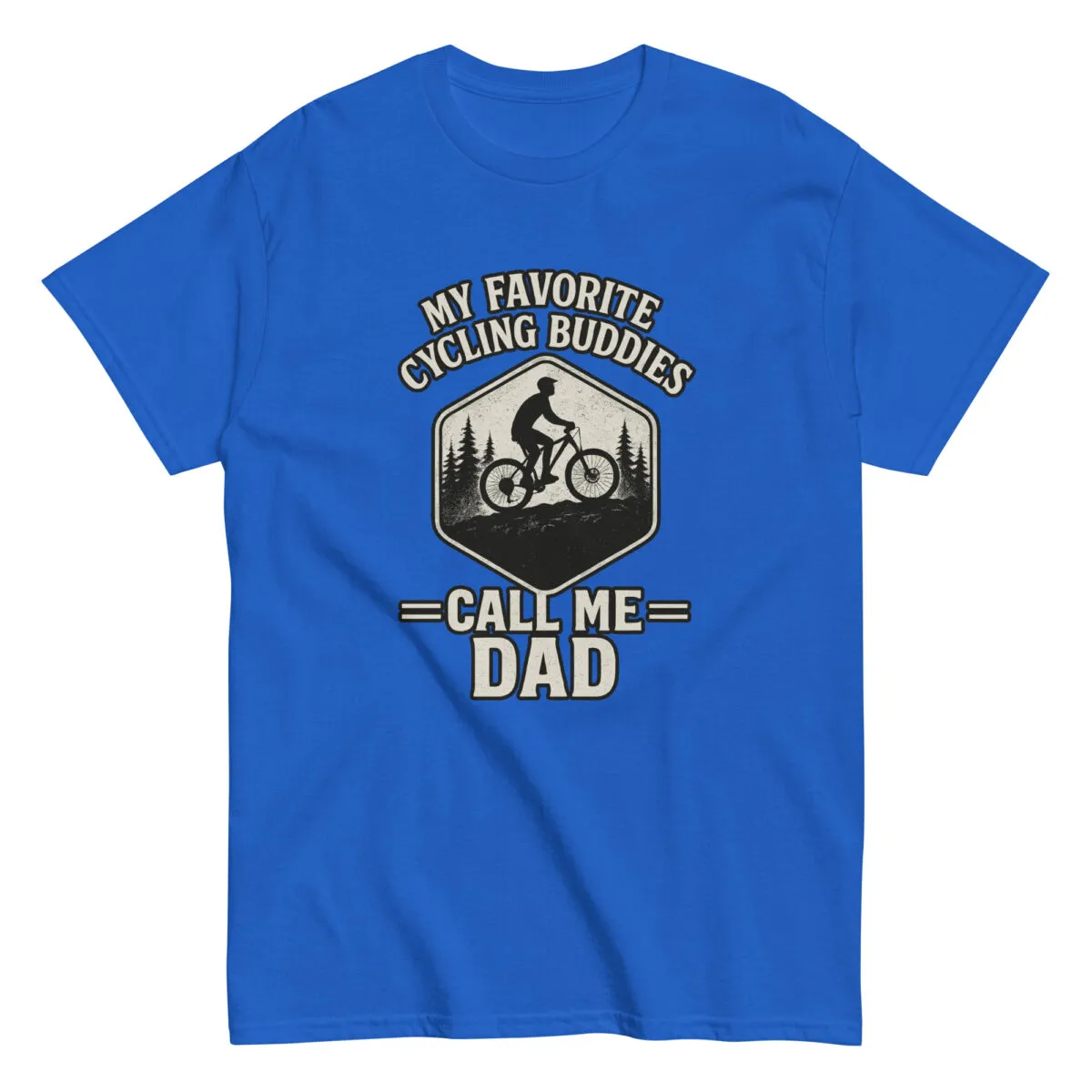 Blue t-shirt with cycling dad design.
