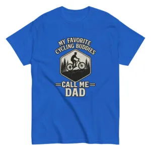 Blue t-shirt with cycling dad design.