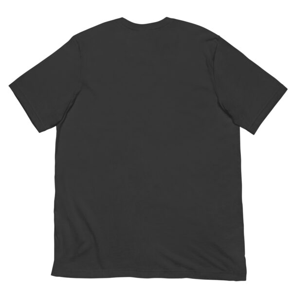 Black T-shirt back view on white background