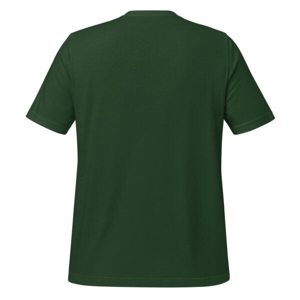 Back view of plain dark green T-shirt
