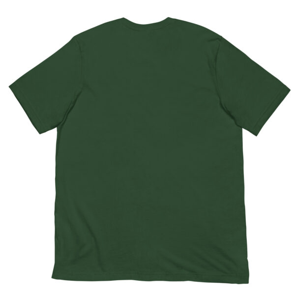Back view of plain dark green T-shirt