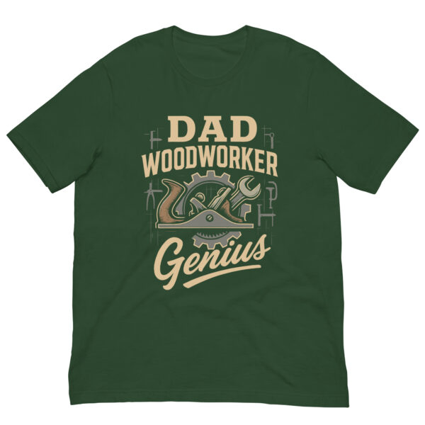 Green shirt with Dad Woodworker Genius design.