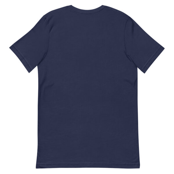 Back view of plain navy blue t-shirt