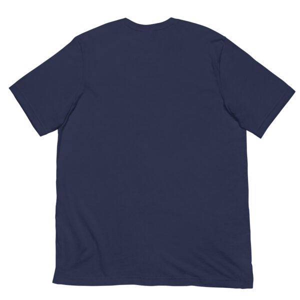 Back view of plain navy T-shirt