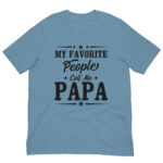 Blue t-shirt with 'Call Me Papa' text.