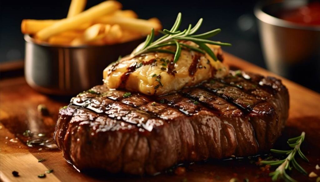 Close-up of a person slicing smoked brisket on a wooden cutting board. The brisket is juicy with a pink smoke ring and a dark, crispy bark on the edges. Several slices are laid out neatly, showing the tender texture of the meat.