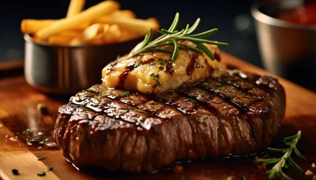 Close-up of a person slicing smoked brisket on a wooden cutting board. The brisket is juicy with a pink smoke ring and a dark, crispy bark on the edges. Several slices are laid out neatly, showing the tender texture of the meat.