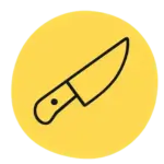 Simple knife icon on yellow background