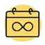 Infinite calendar icon on yellow background
