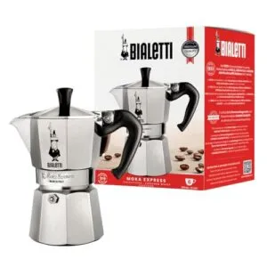 Bialetti - Moka Espress: Iconic Stovetop Espresso Maker, Makes Real Italian Coffee, Moka Pot 6 Cups (9.1 Oz), Aluminium, Silver