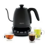 KRUPS Gooseneck Electric Kettle: 1L Stainless Steel, 1350W Fast Boiling, Boils 1 Cup in 80 Seconds, Temperature Control with 8 Presets, 60-Min Keep Warm, Precision Pour for Coffee and Tea