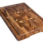 THETCHRY Walnut Wood Cutting Board for Kitchen, End Grain Chopping Board with Juice Groove, Heavy Duty Checkered Board for Cheese and Vegetables, Non-slip Feet 16.5" x 11.6" x 0.8"