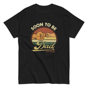 Black shirt with 'Soon to Be Dad' design