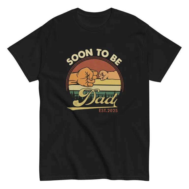 Black shirt with 'Soon to Be Dad' design
