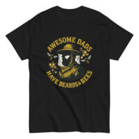 Awesome dads shirt with beards and bees design.