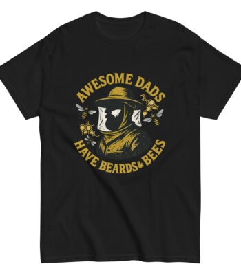 Awesome dads shirt with beards and bees design.
