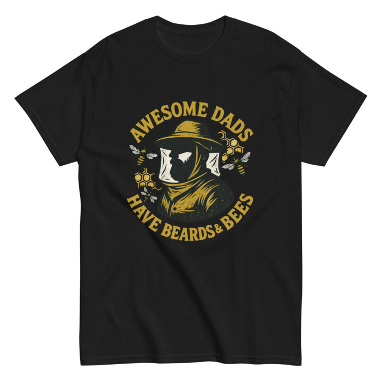 Awesome dads shirt with beards and bees design.