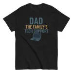 Black t-shirt with 'Dad: The Family's Tech Support' slogan.