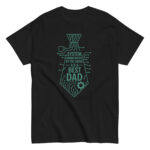 Black t-shirt with circuit-themed dad design.