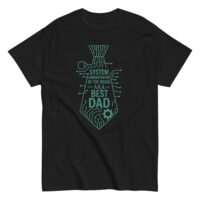 Black t-shirt with circuit-themed dad design.