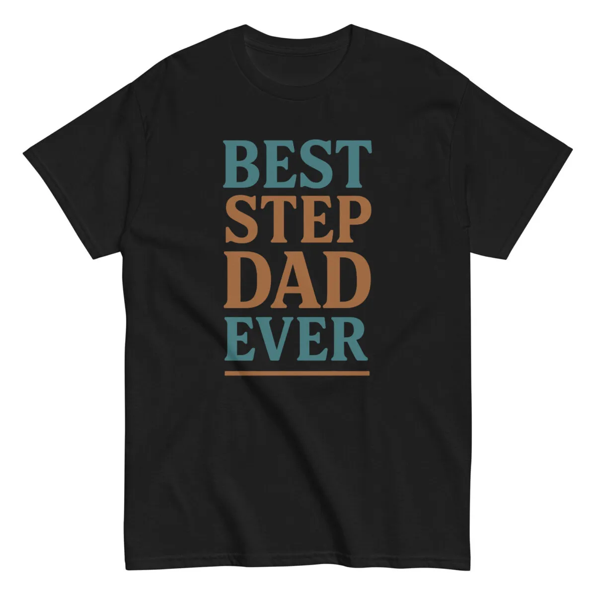 Black t-shirt with 'Best Step Dad Ever' text