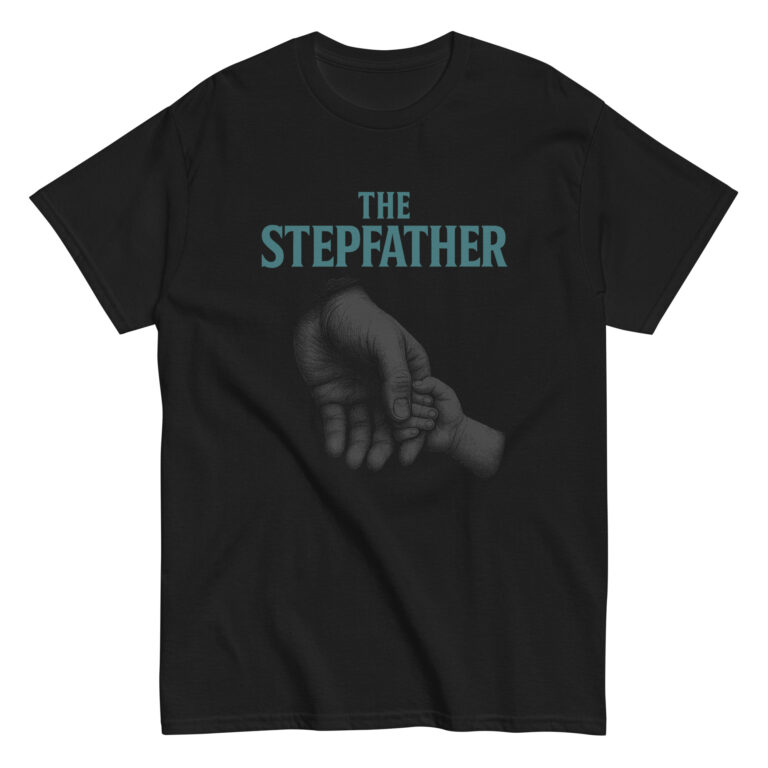 Black shirt with 'The Stepfather' design.
