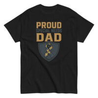 Black T-shirt with proud special needs dad design.