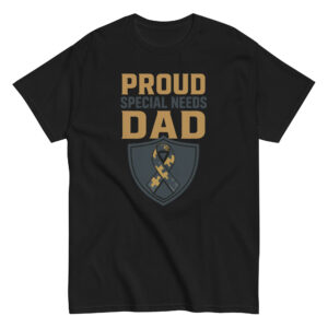 Black T-shirt with proud special needs dad design.