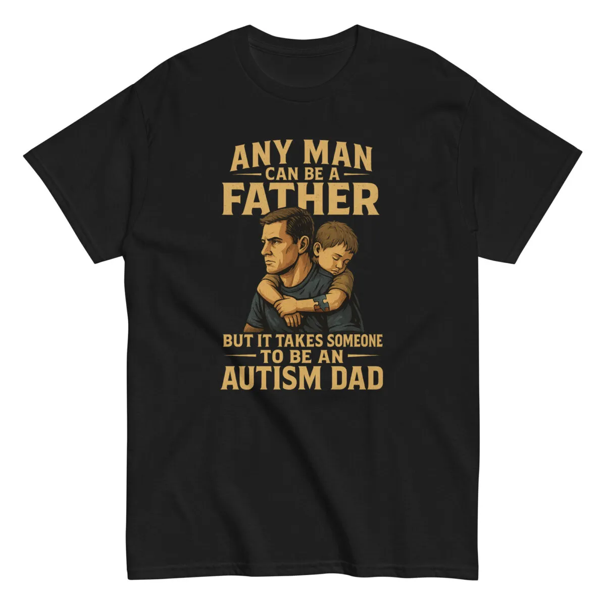 Black t-shirt with autism dad message