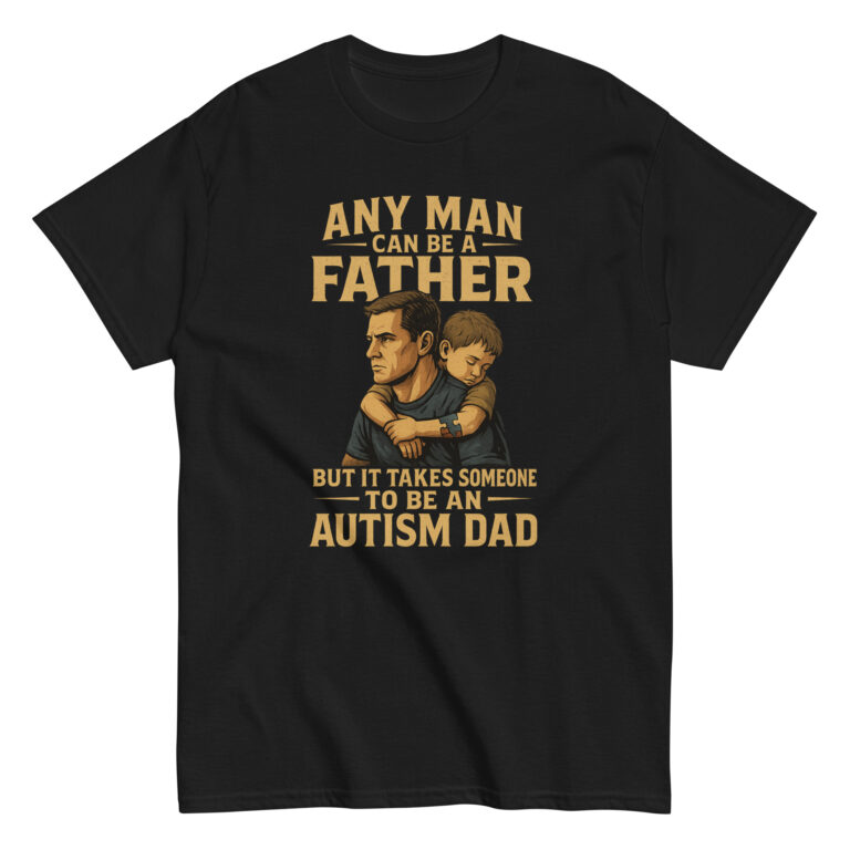 Black t-shirt with autism dad message